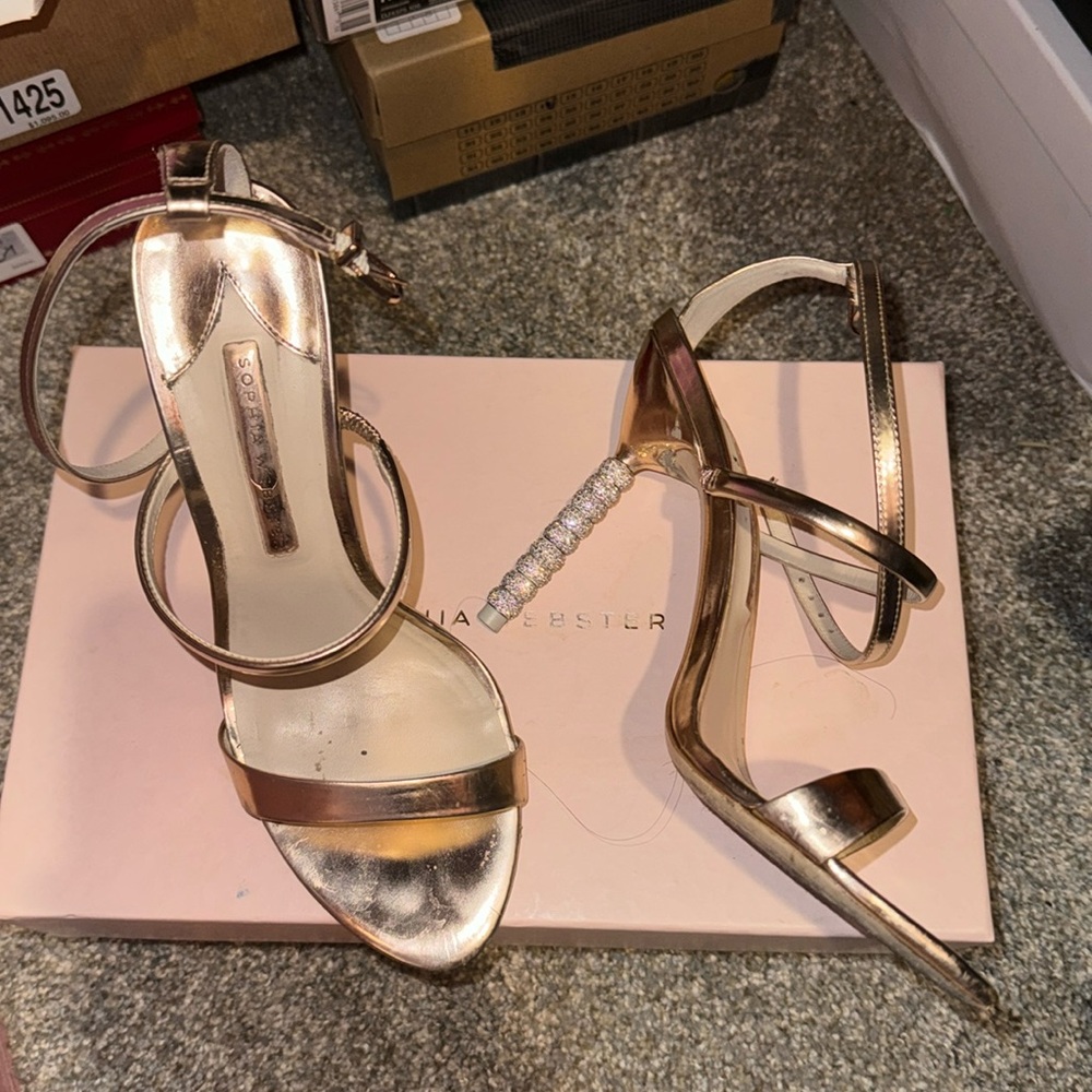 Sophia Webster rose gold strappy heel